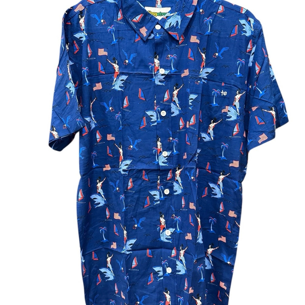 Tipsy Elves Patriot‎ on Shark Blue Men's Shirt